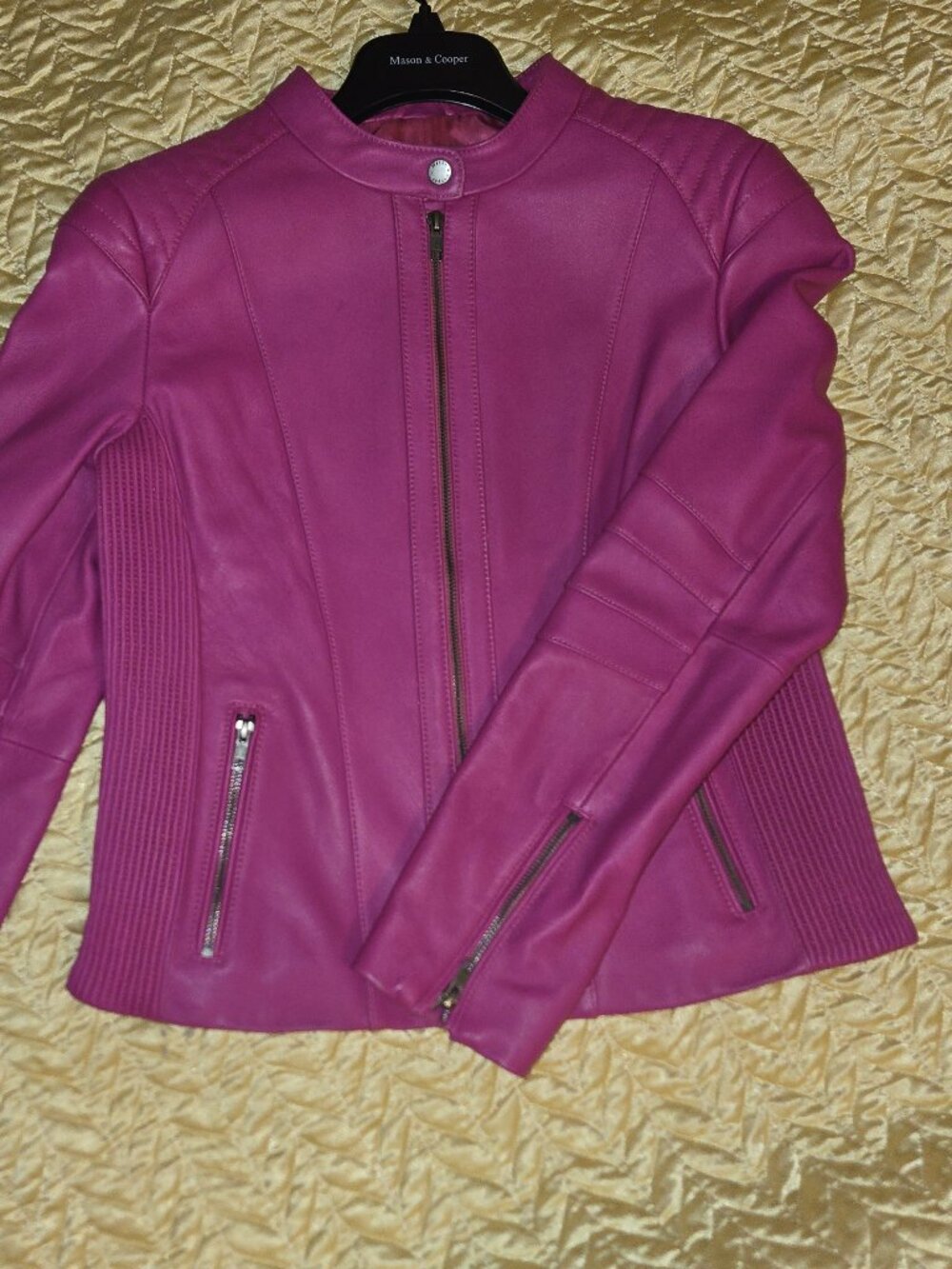 Mason and Cooper Hot Pink Leather Moto Jacket
